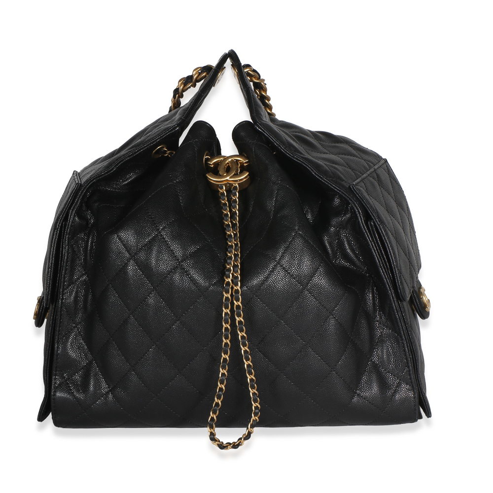 Chanel Black Quilted Caviar Medium Chanel 25 Hobo